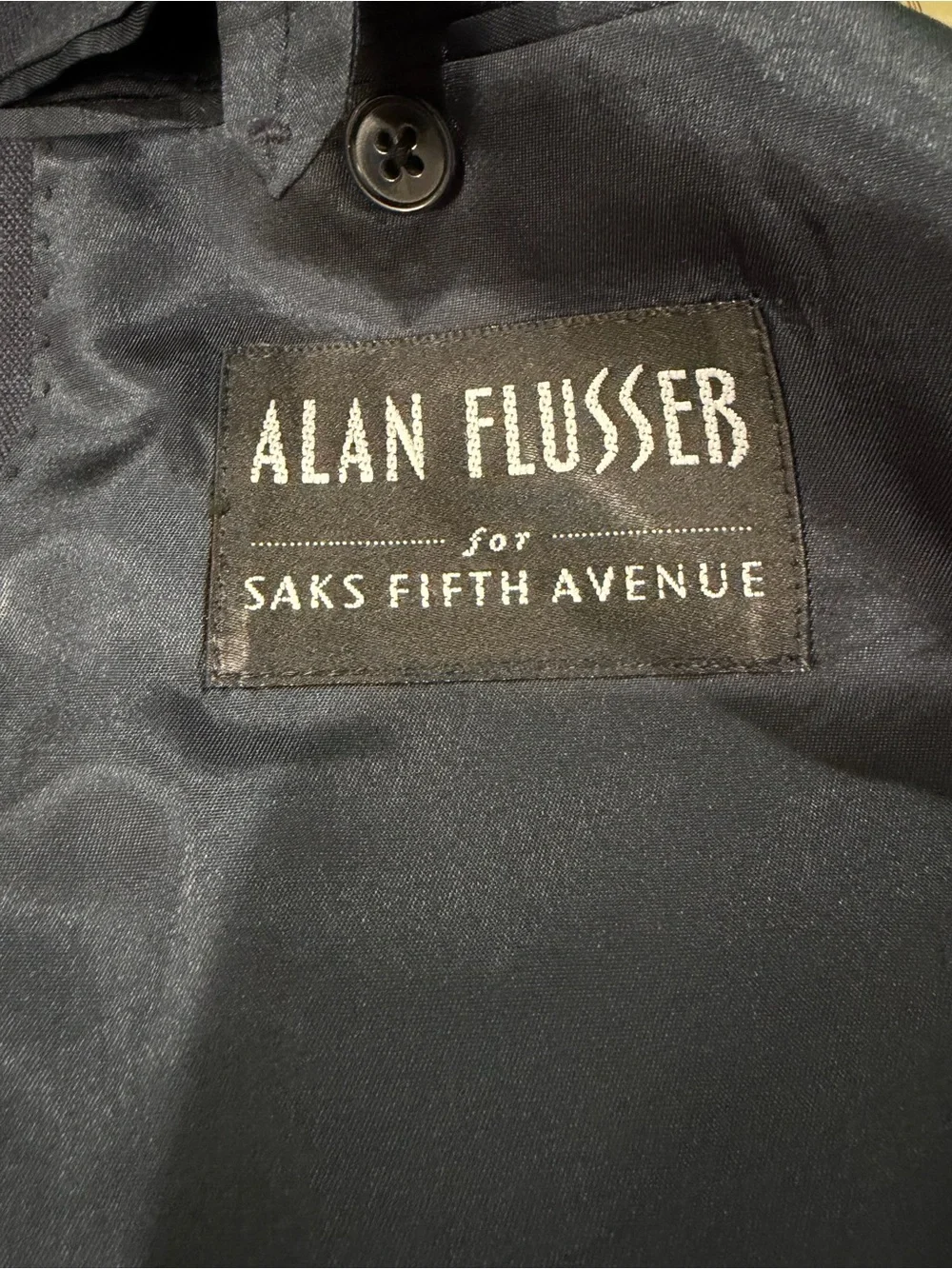 Alan Flusser Saks Fifth Avenue Suit Men 100% Wool Made in Canada Blue